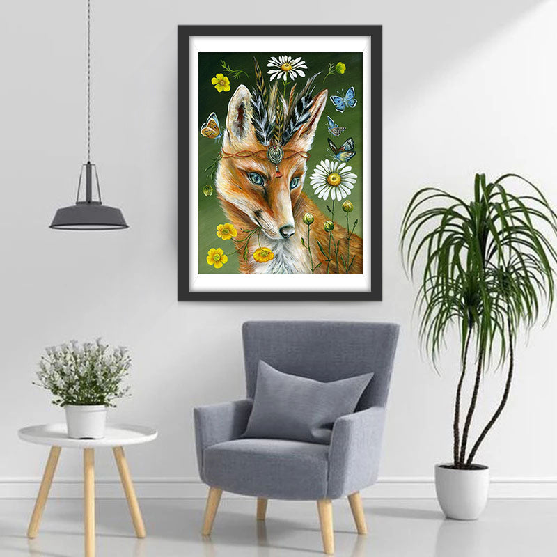Vos en Bloemen, Vlinders Diamond Painting
