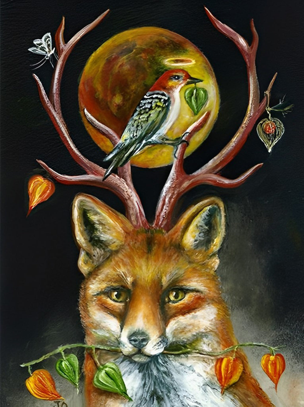 Vos en de Vogel op deTak Boven zijn Hoofd Diamond Painting