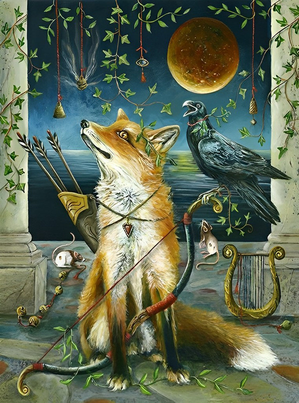 Vos en Vogel met Pijl en Boog Diamond Painting