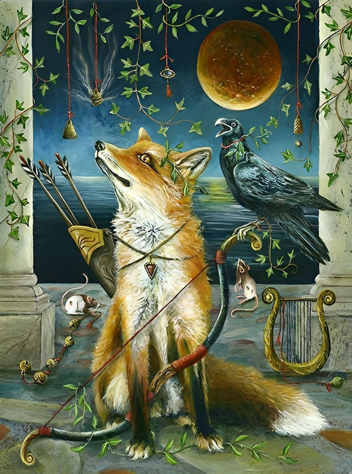 Vos en Vogel met Pijl en Boog Diamond Painting