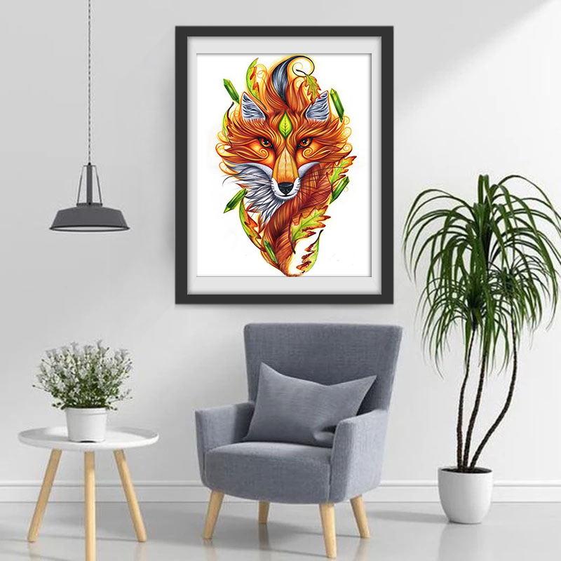 Vos met Bladeren en Stekels Diamond Painting