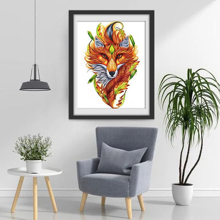 Vos met Bladeren en Stekels Diamond Painting