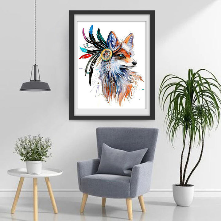Vos met Indiaanse Hoofdtooi Diamond Painting