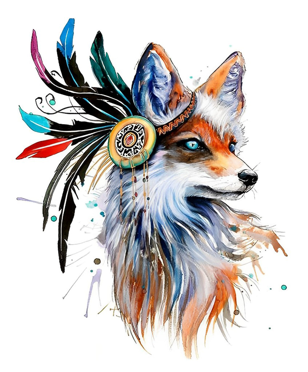 Vos met Indiaanse Hoofdtooi Diamond Painting