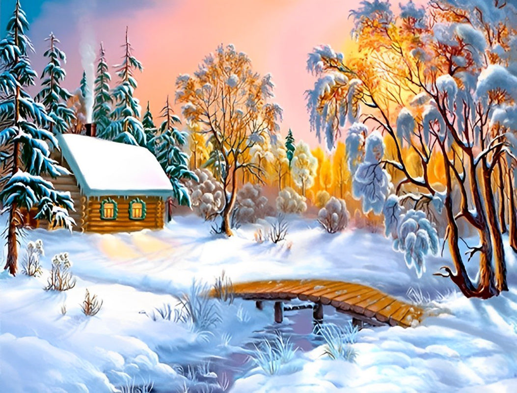 Vredige Sneeuwlandschap Diamond Painting