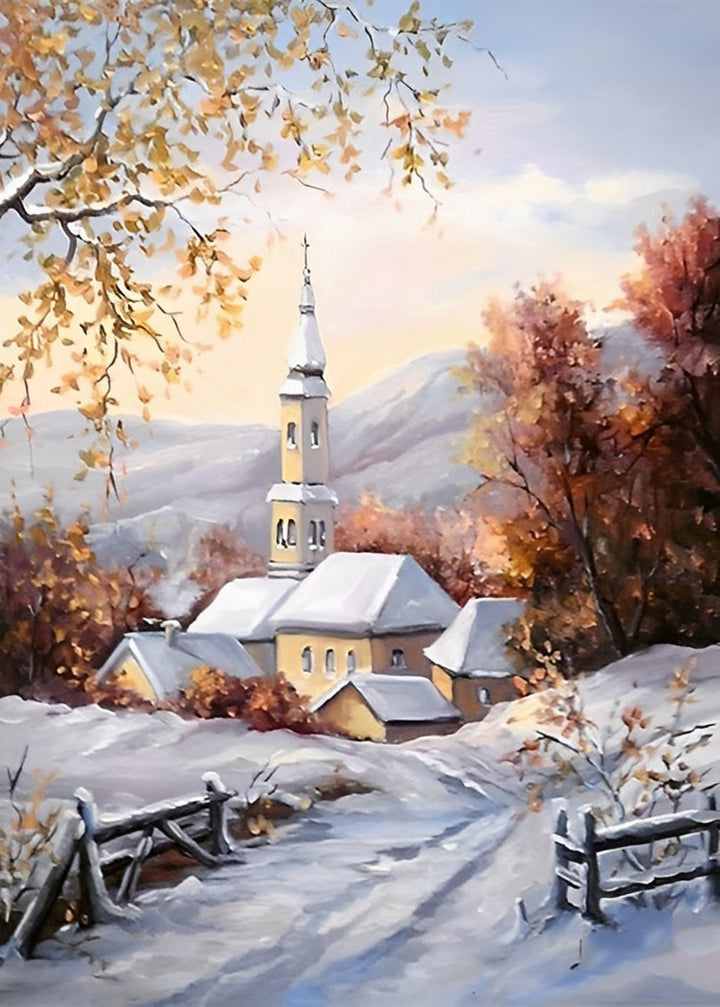 Vredige Wintertaferel Diamond Painting