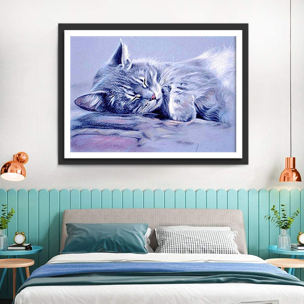 Vreedzame Kattenslaap Diamond Painting