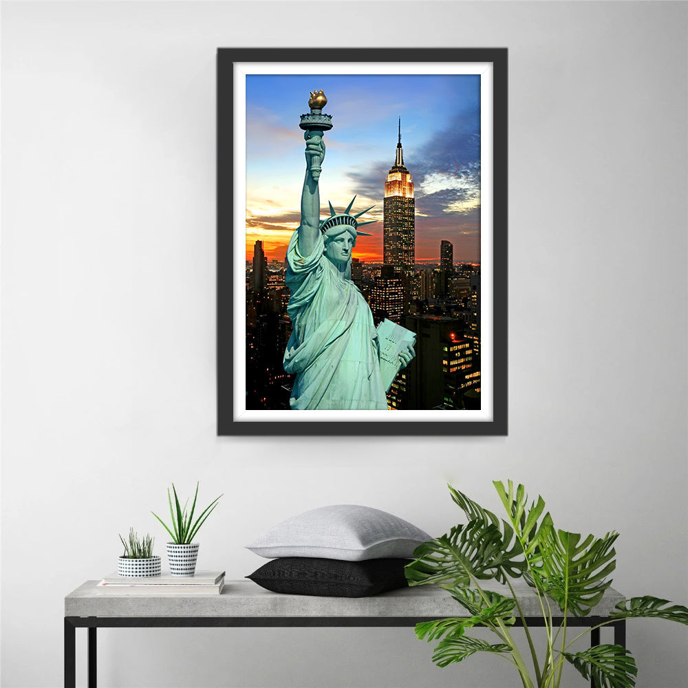 Vrijheidsbeeld en Empire State Building Diamond Painting
