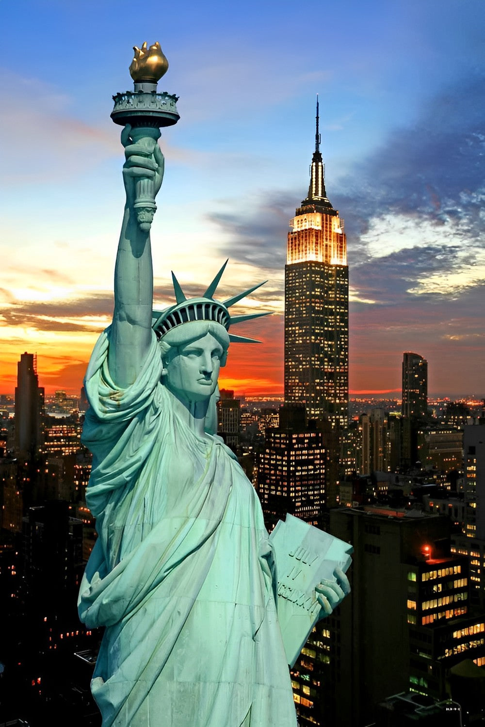 Vrijheidsbeeld en Empire State Building Diamond Painting