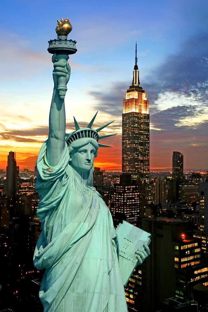 Vrijheidsbeeld en Empire State Building Diamond Painting