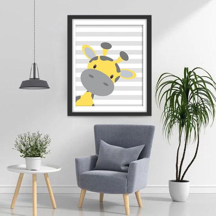 Vrolijk Girafje tegen Strepen Diamond Painting