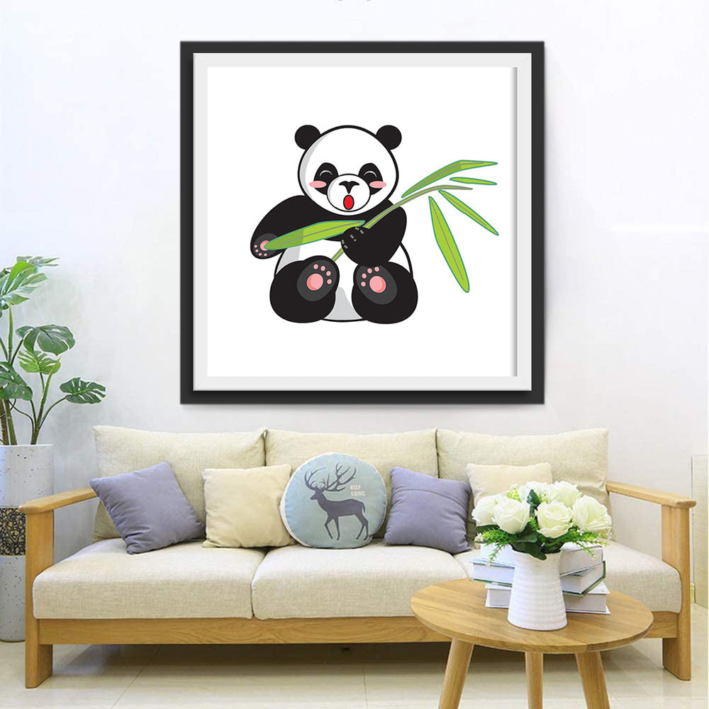 Vrolijk Panda met Bamboe Diamond Painting