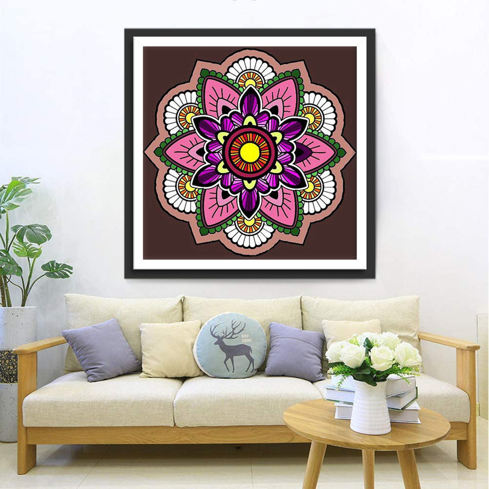 Vrolijke, Fantasierijke Bloemenmandala Diamond Painting