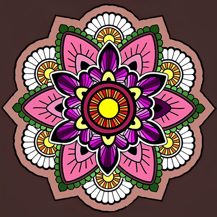 Vrolijke, Fantasierijke Bloemenmandala Diamond Painting