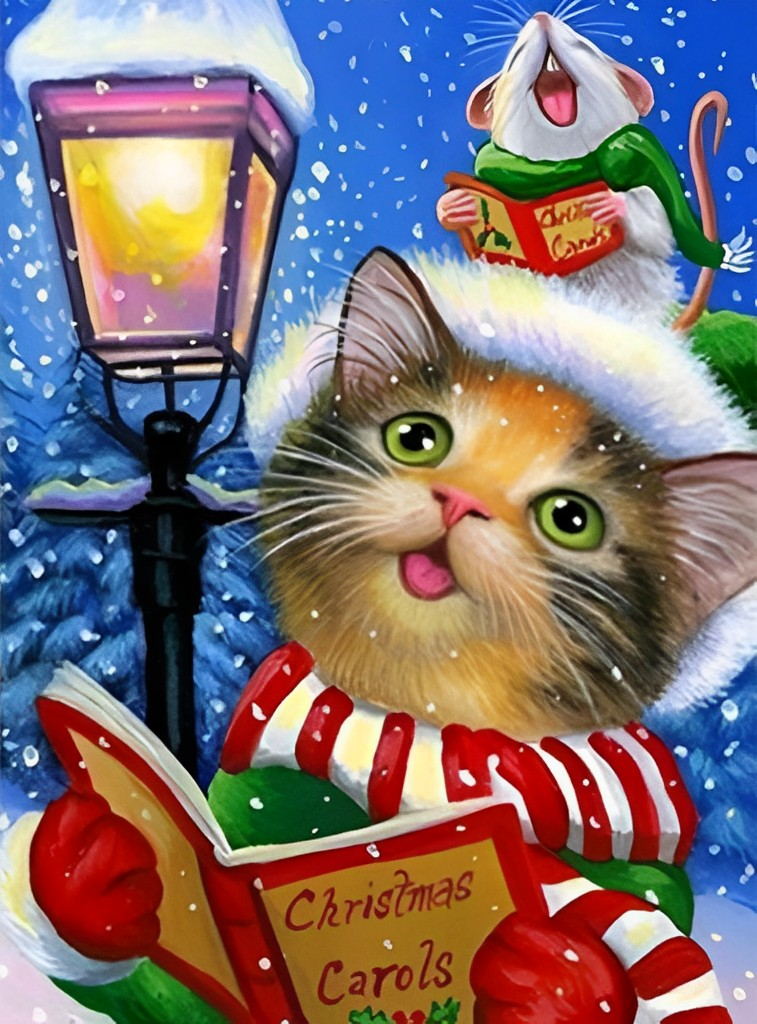 Vrolijke Geinige Kersttafereel Diamond Painting