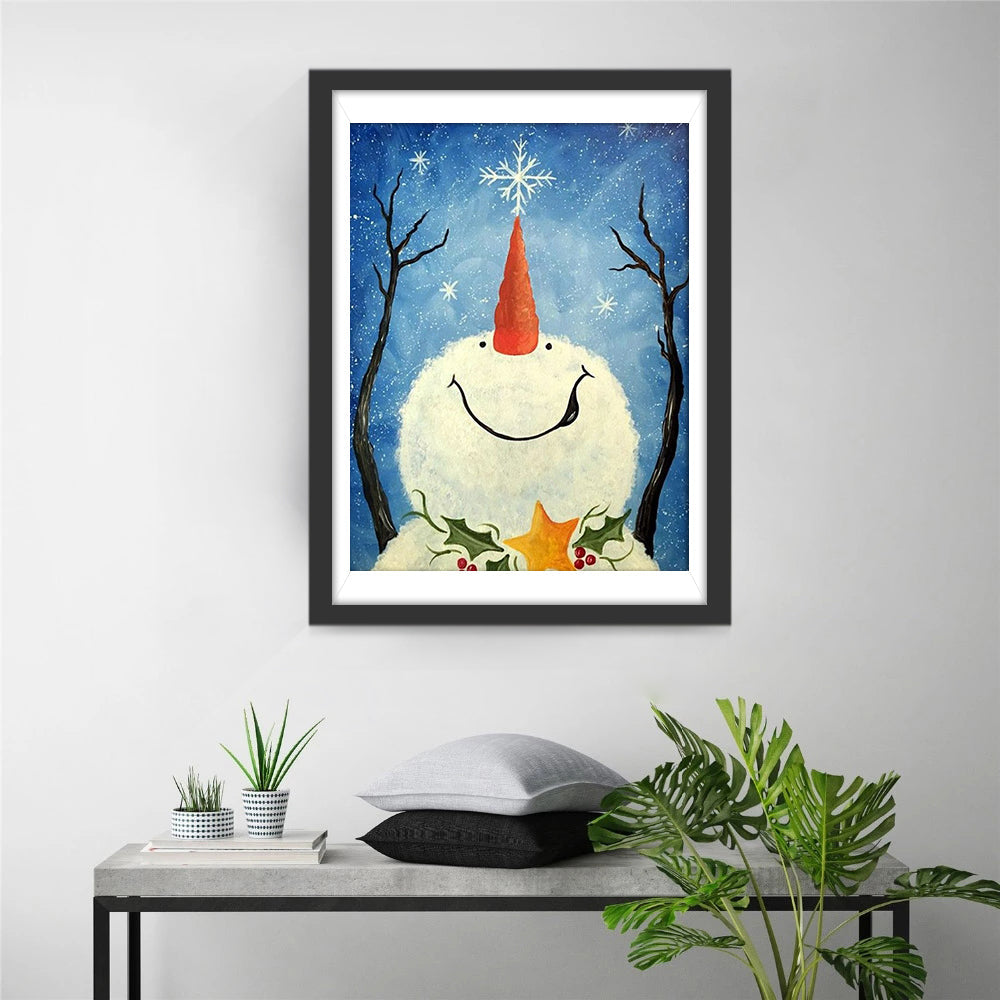 Vrolijke Sneeuwpop onder Sterren Diamond Painting
