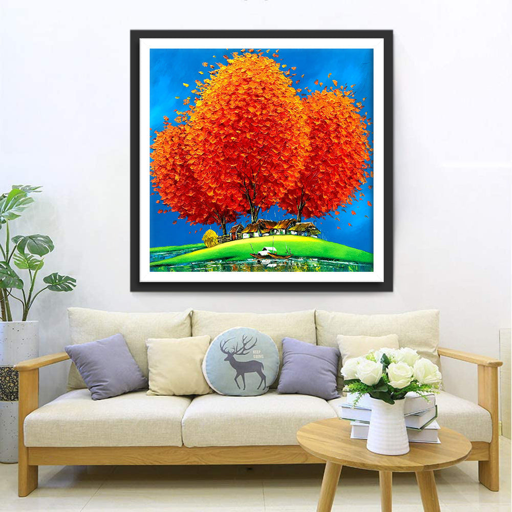 Vurig Oranje Bomen Diamond Painting