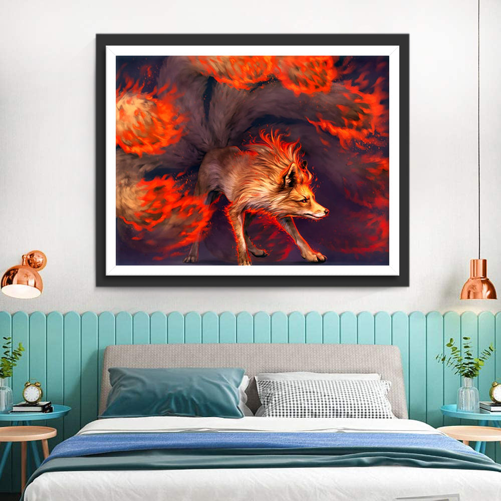 Vuurvos met Veel Staarten Diamond Painting
