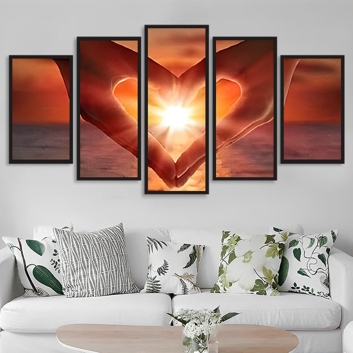 Wanddecoratie van een Hartvormige Zonsopgang Boven Zee Diamond Painting