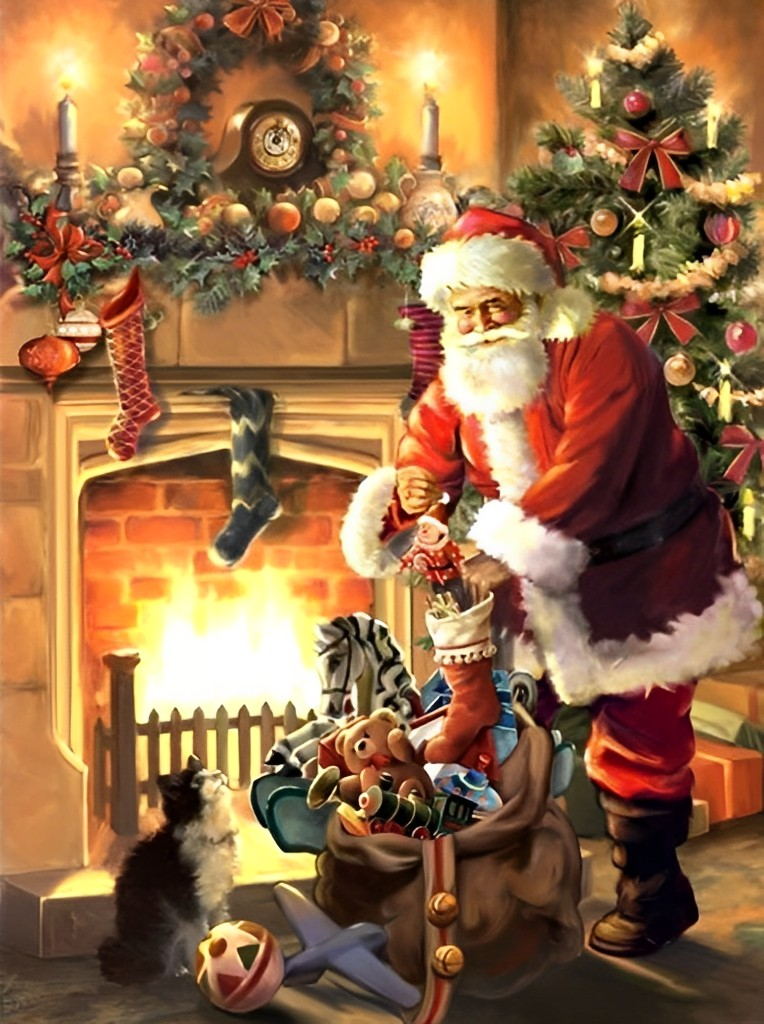 Warm Kerstgezelschap van de Kerstman Diamond Painting
