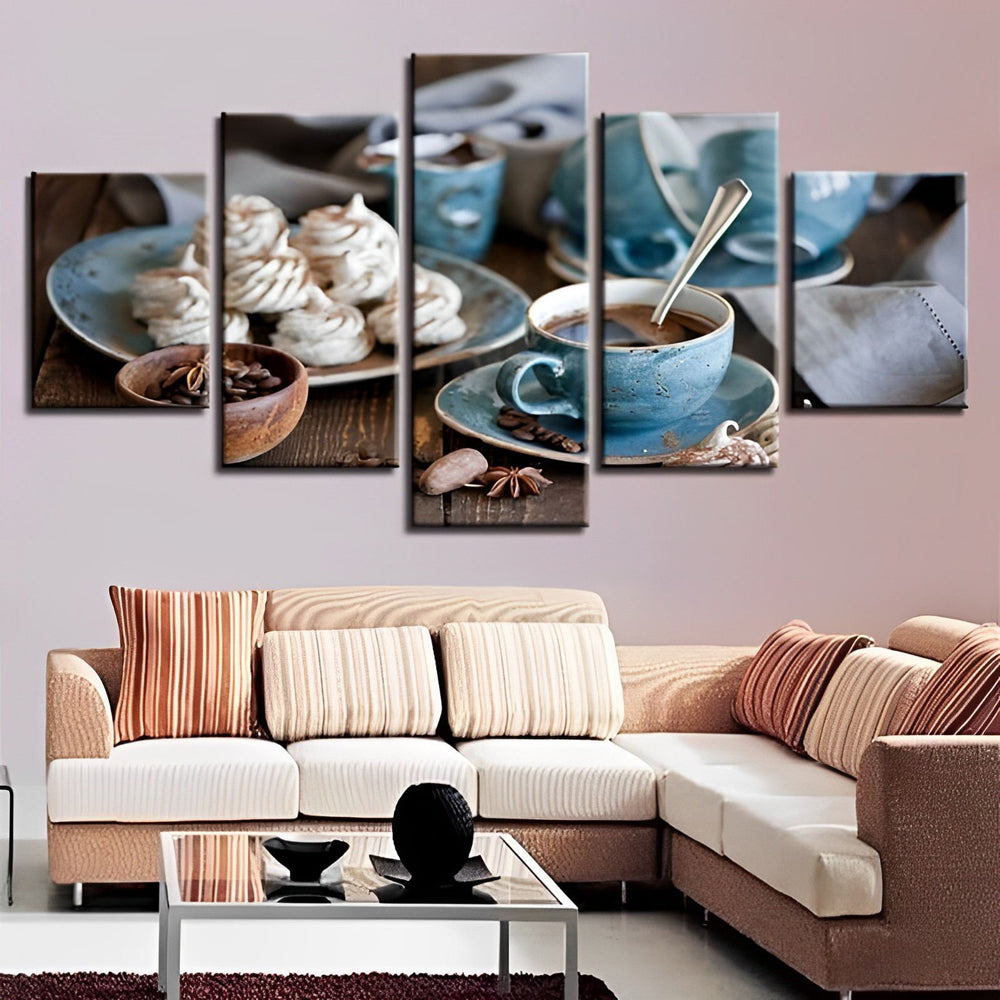 Warme Koffie- en Zoetwarenscène 5 Platen Diamond Painting