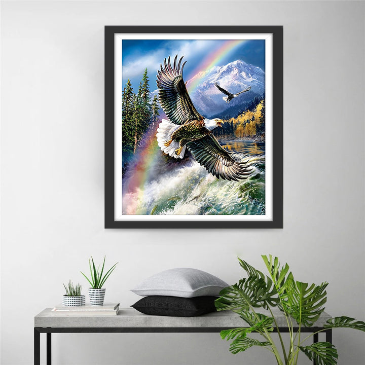 Watervallen en Adelaars onder de Regenboog Diamond Painting