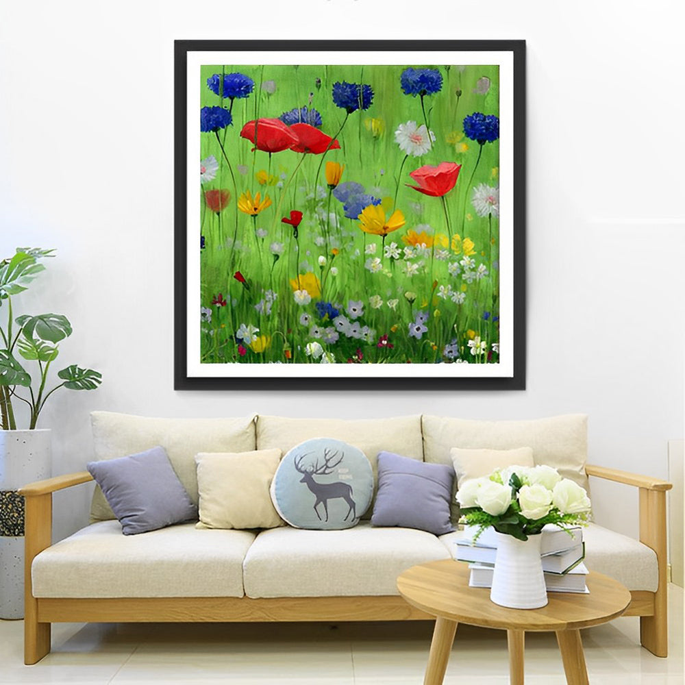 Weelderig Bloemenweiland Diamond Painting