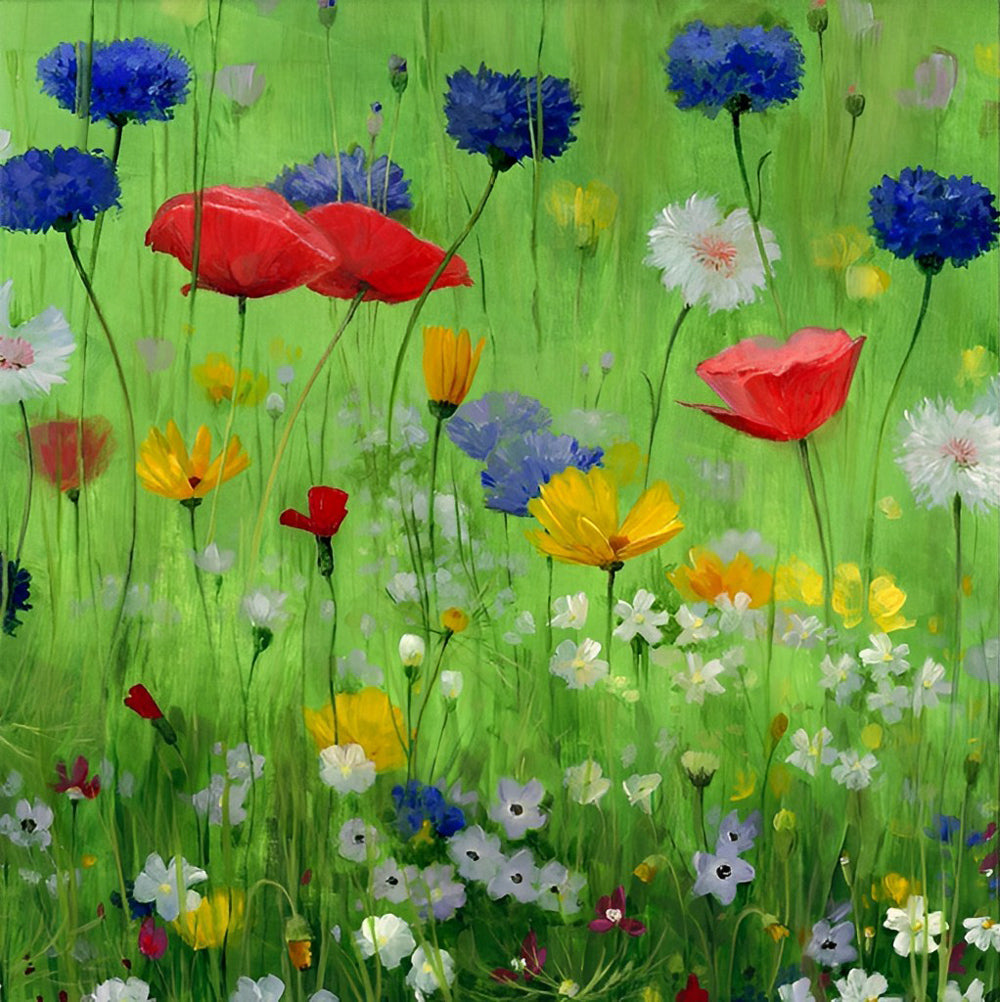 Weelderig Bloemenweiland Diamond Painting
