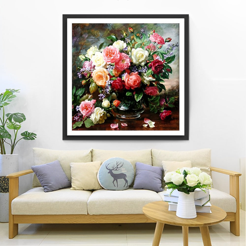 Weelderig Rozenboeket Diamond Painting