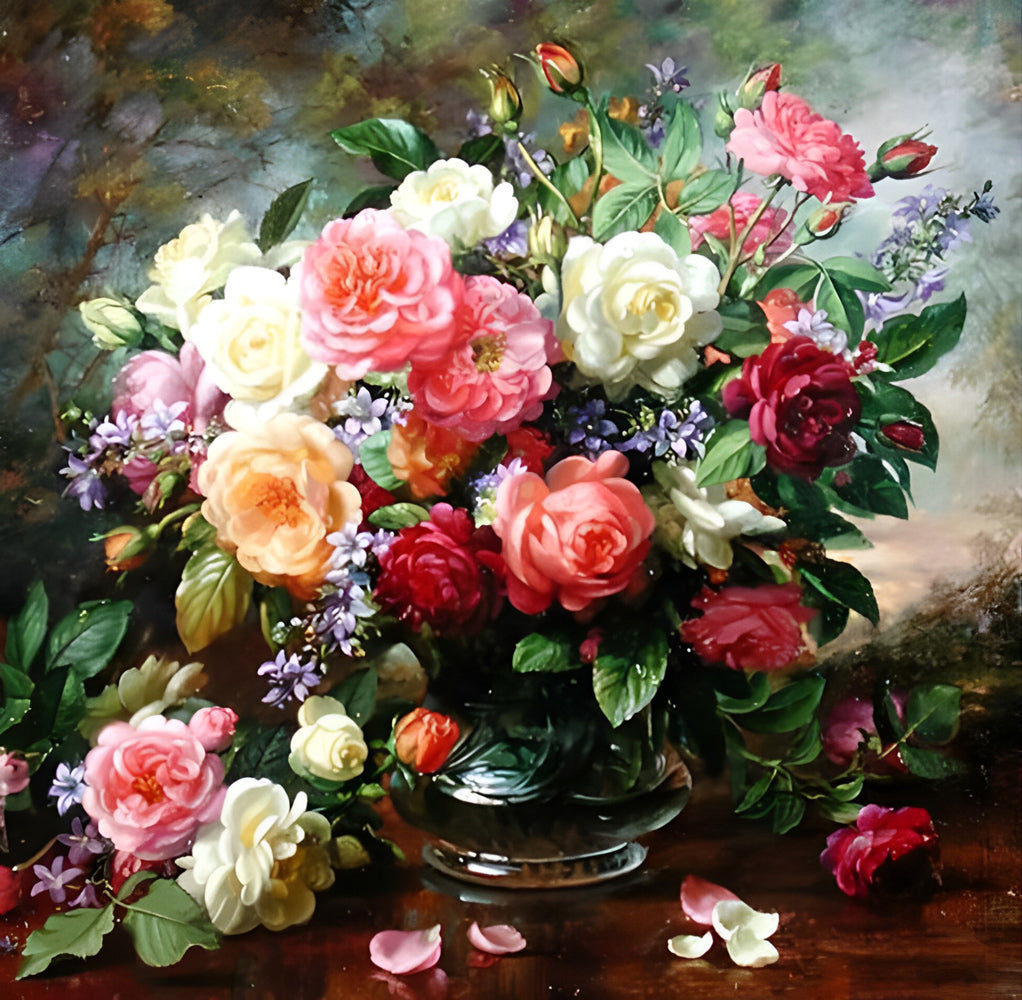 Weelderig Rozenboeket Diamond Painting