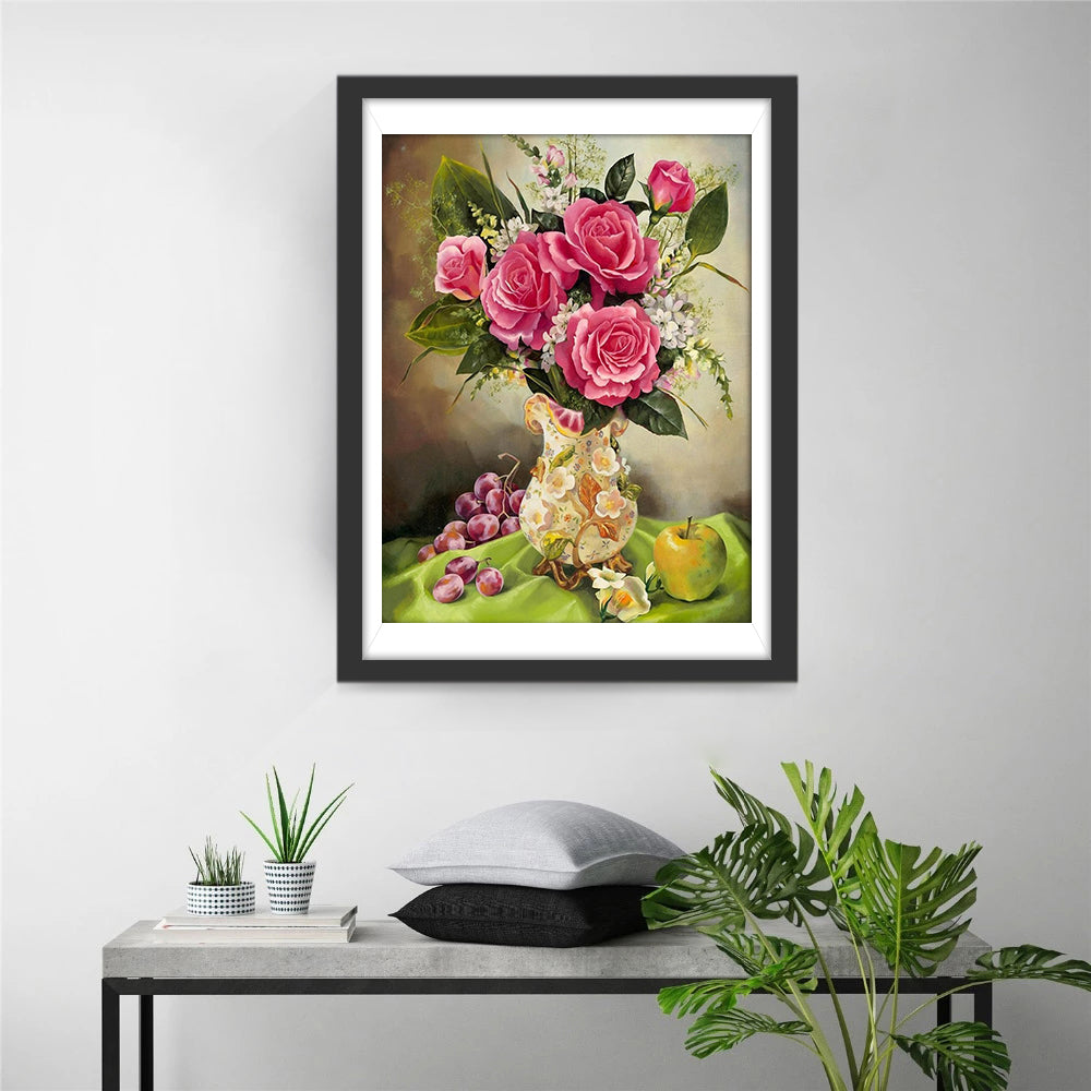 Weelderige Rozen en Vers Fruit Diamond Painting