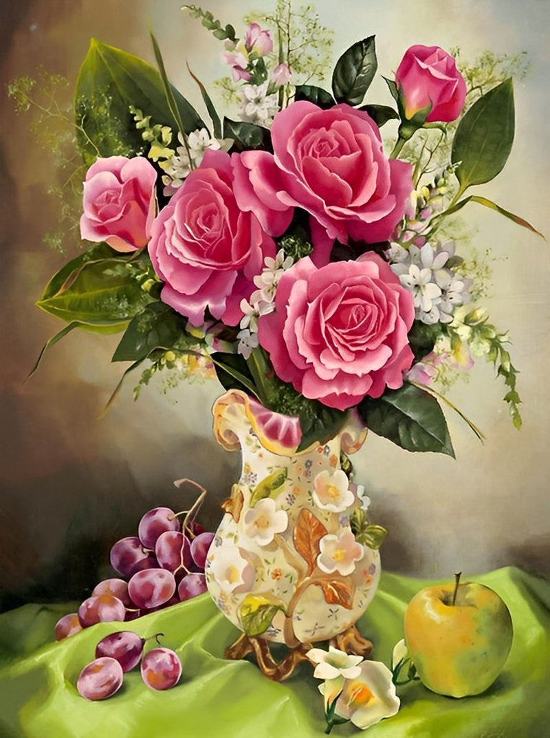 Weelderige Rozen en Vers Fruit Diamond Painting