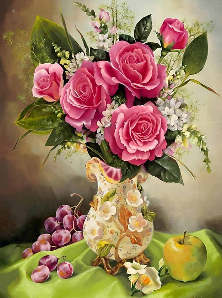 Weelderige Rozen en Vers Fruit Diamond Painting