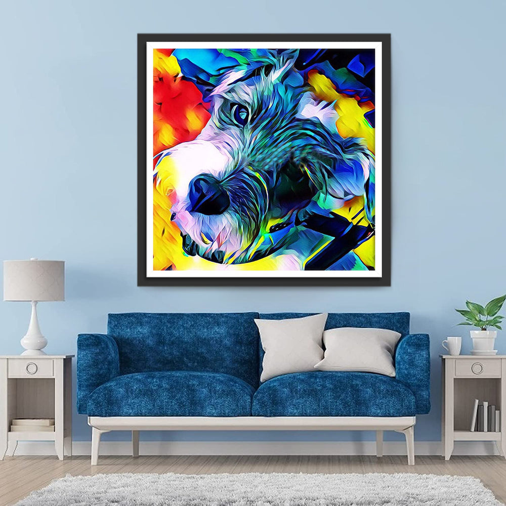 West Highland White Terrier op Gekleurde Achtergrond Diamond Painting