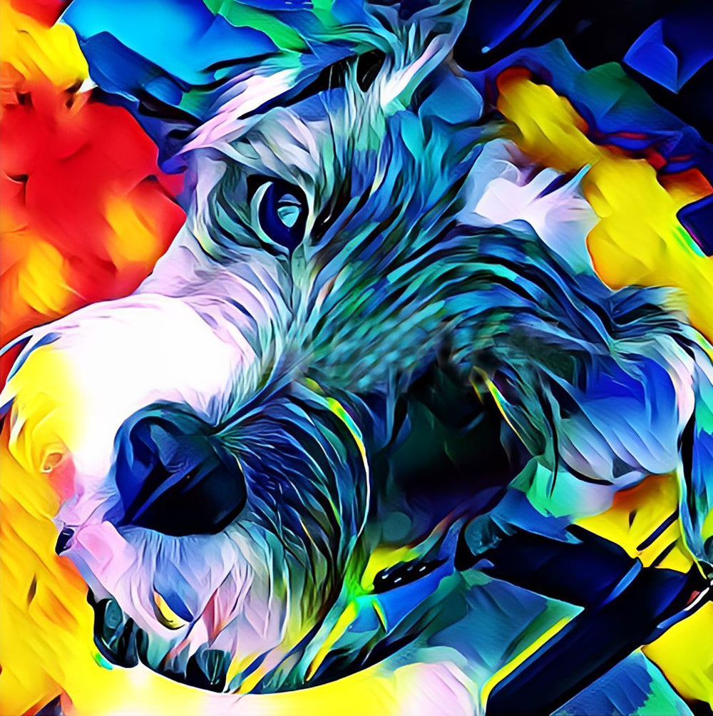 West Highland White Terrier op Gekleurde Achtergrond Diamond Painting