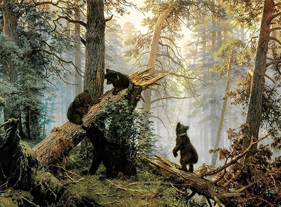 Wilde Beren in het Mysterieuze Naaldbos Diamond Painting