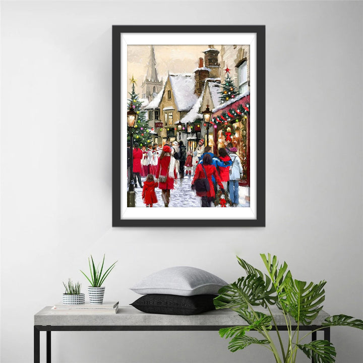 Winkelstraat tijdens Kerst Diamond Painting