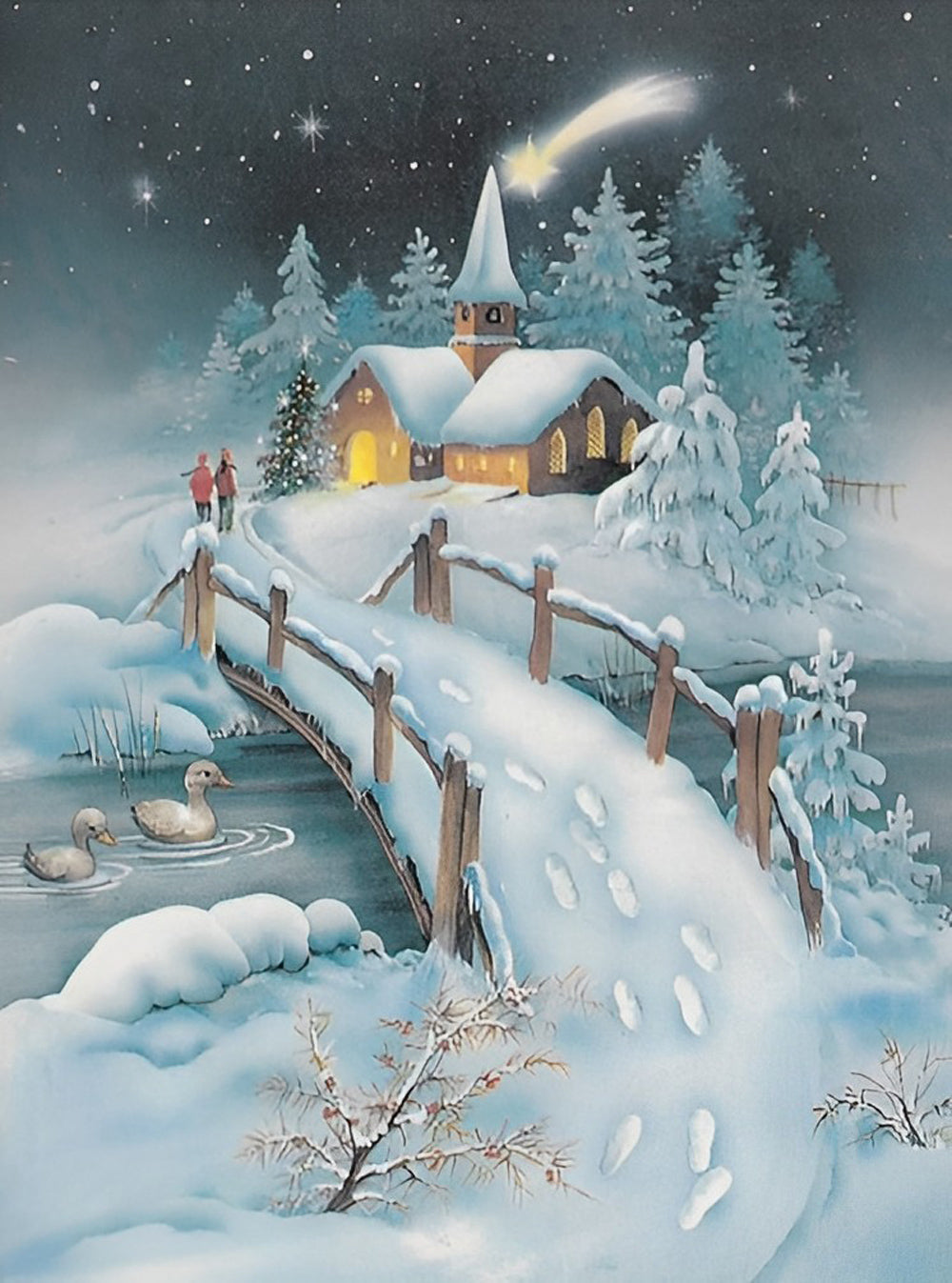 Winters Dorpsgebeuren Diamond Painting