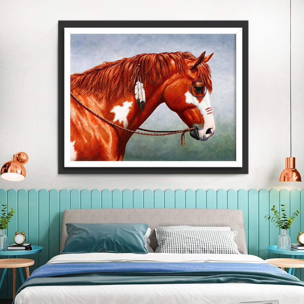 Wit en Bruin Paard Diamond Painting