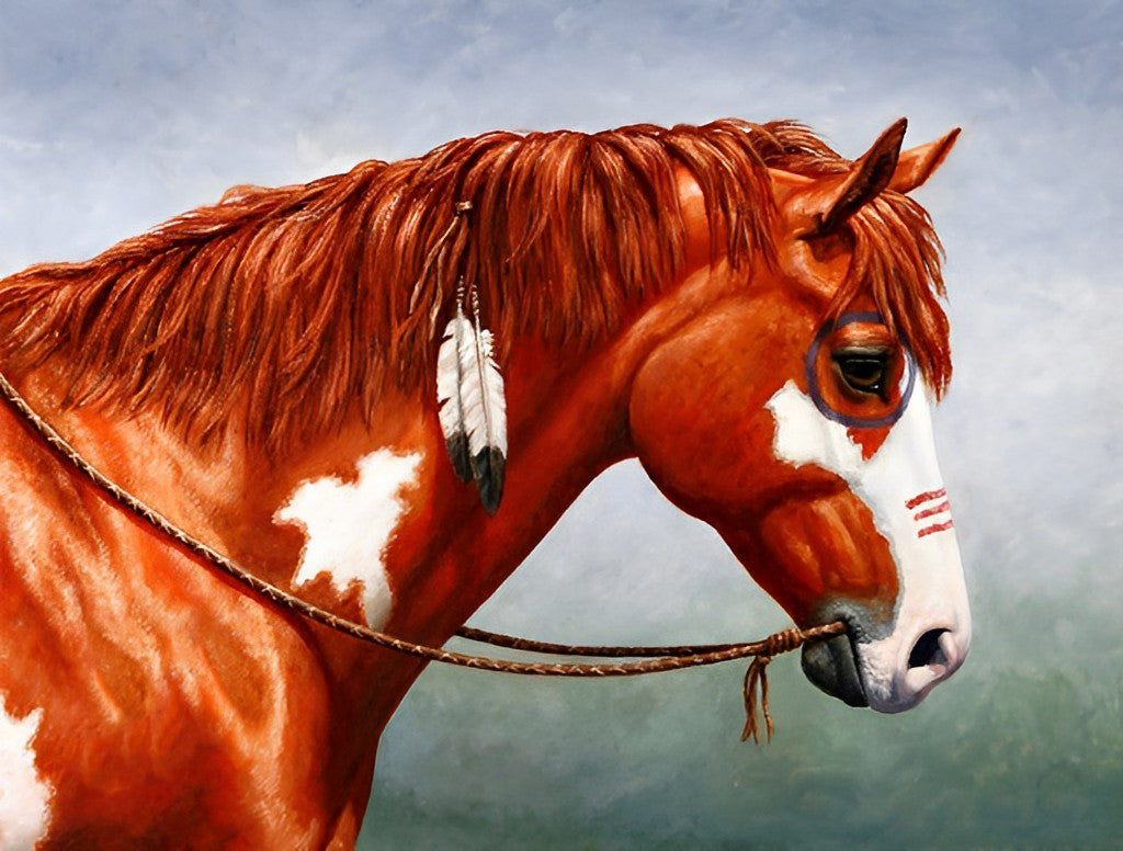 Wit en Bruin Paard Diamond Painting