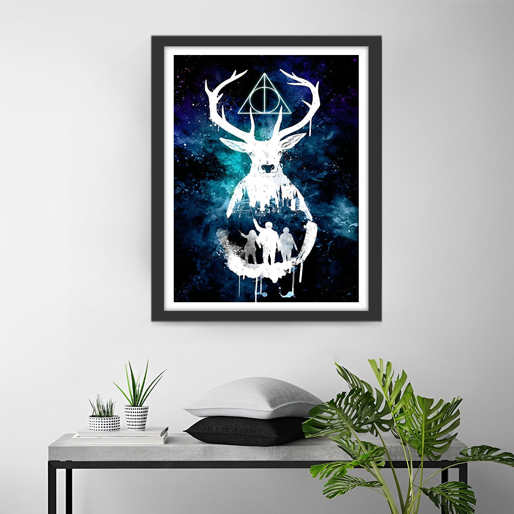 Wit Hert tegen een Blauwe Achtergrond Diamond Painting