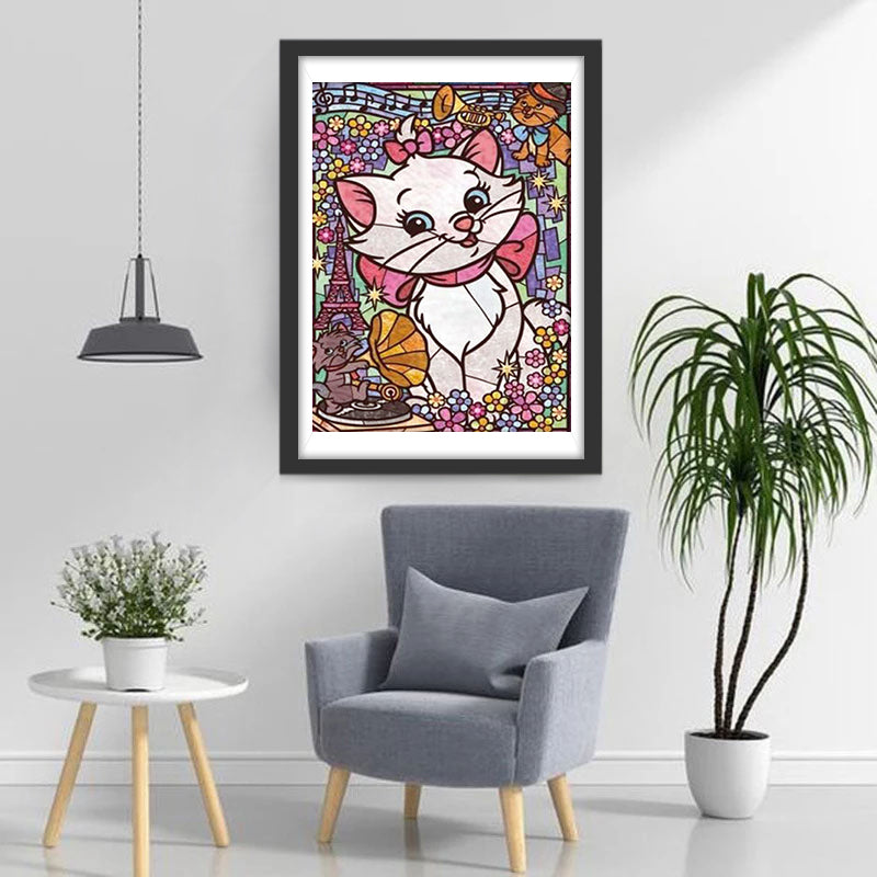 Kat in een Fleurige Franse Stijl Diamond Painting
