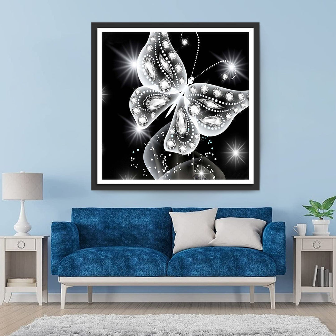 Witte Prachtige Vlinder Diamond Painting