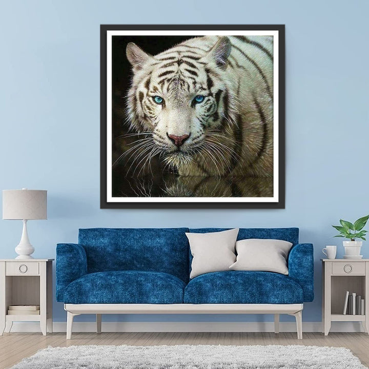 Witte Tijger met Blauwe Ogen Diamond Painting