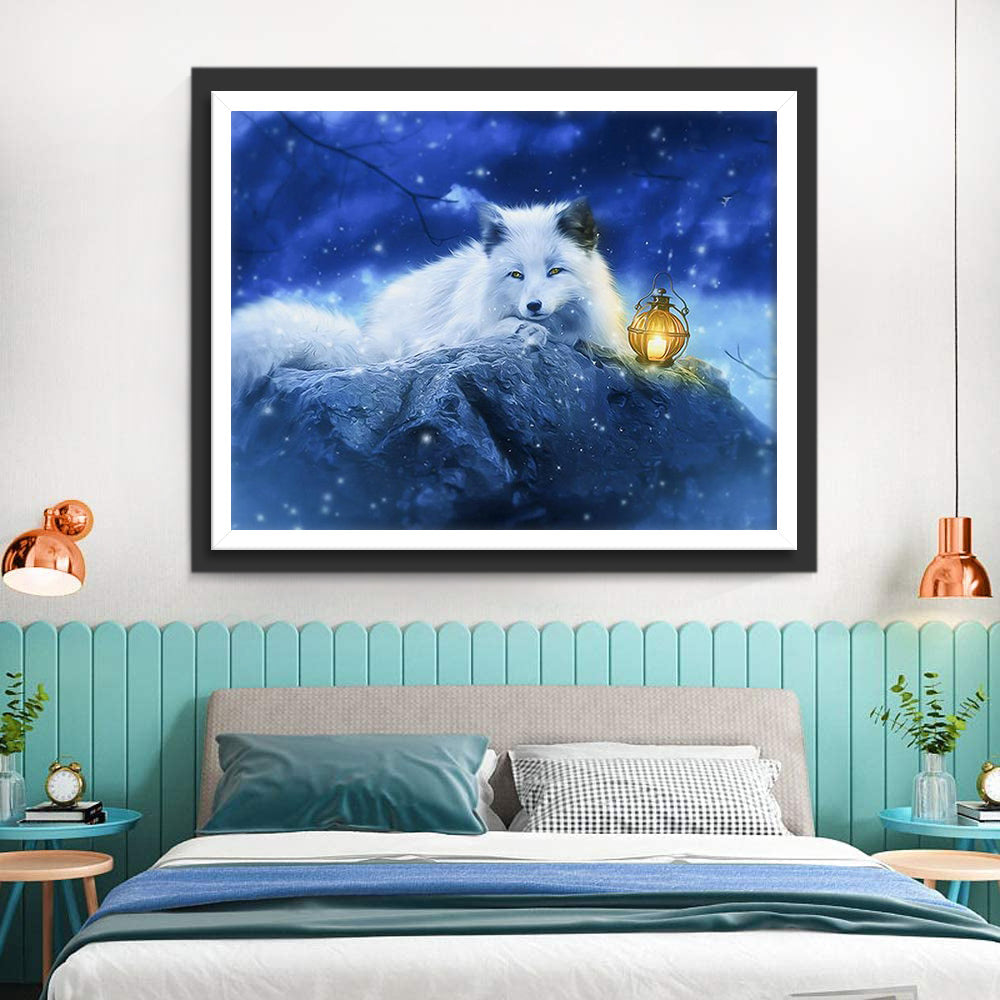 Witte Vos bij de Lamp Diamond Painting