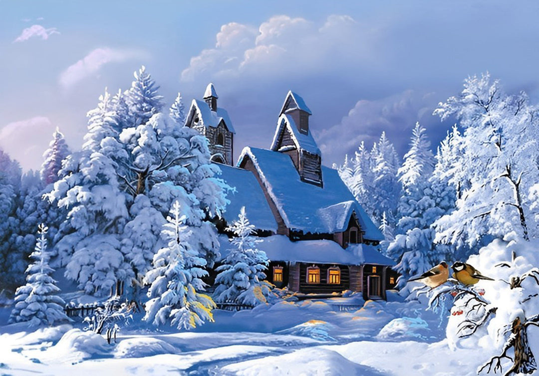 Witte Winterwereld Diamond Painting
