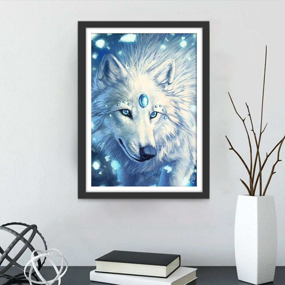 Witte Wolf met Diamanten Sieraden Diamond Painting