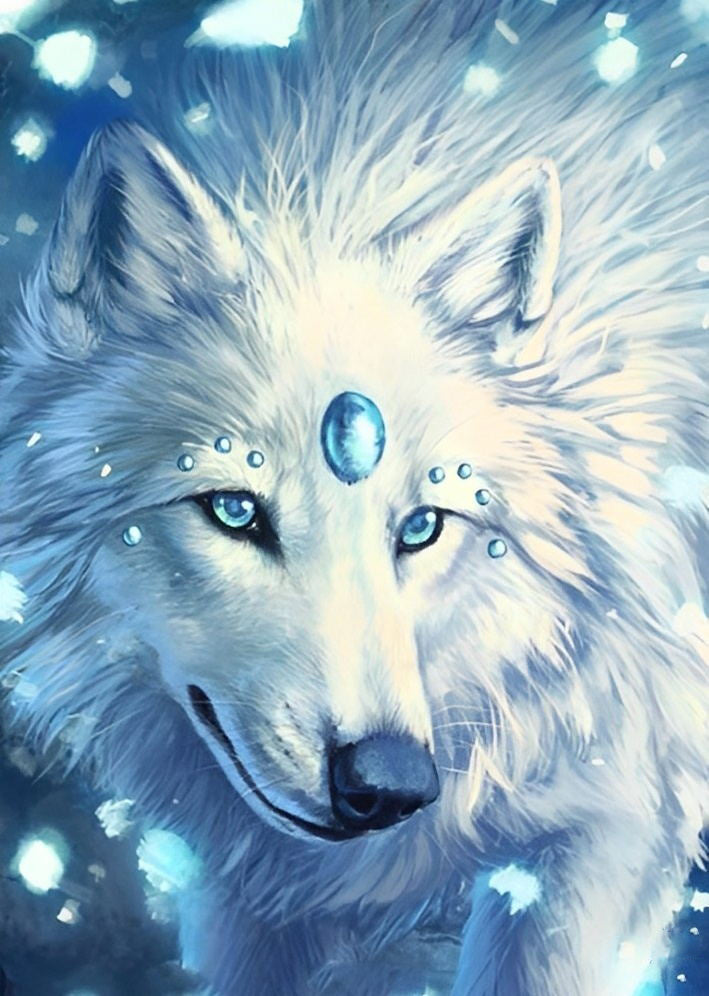 Witte Wolf met Diamanten Sieraden Diamond Painting