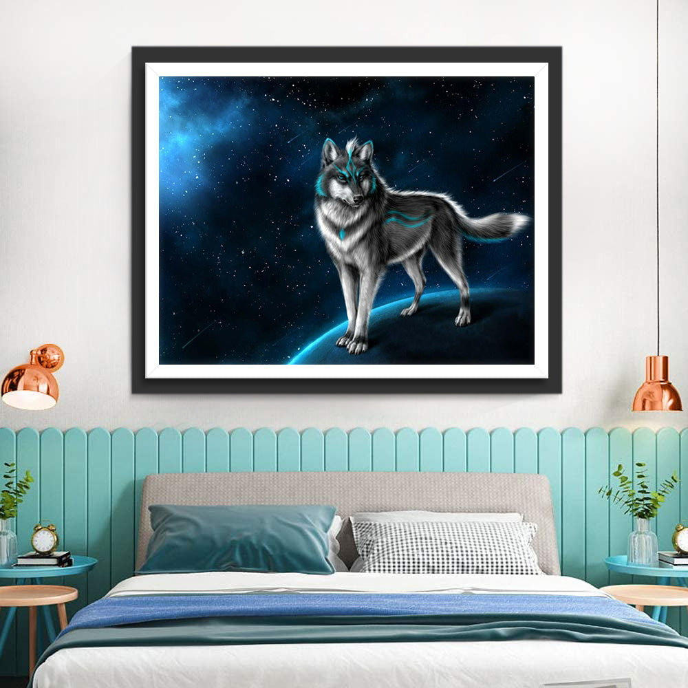 Wolf op de Maan Diamond Painting