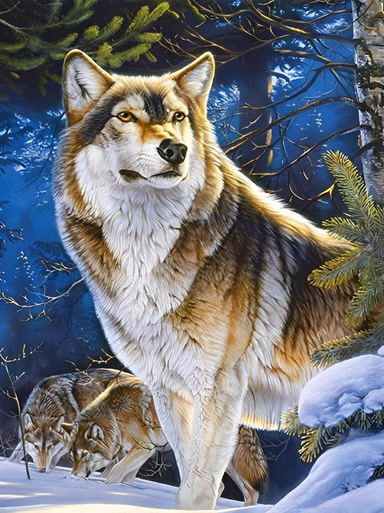 Wolven in de Dennenbossen Diamond Painting